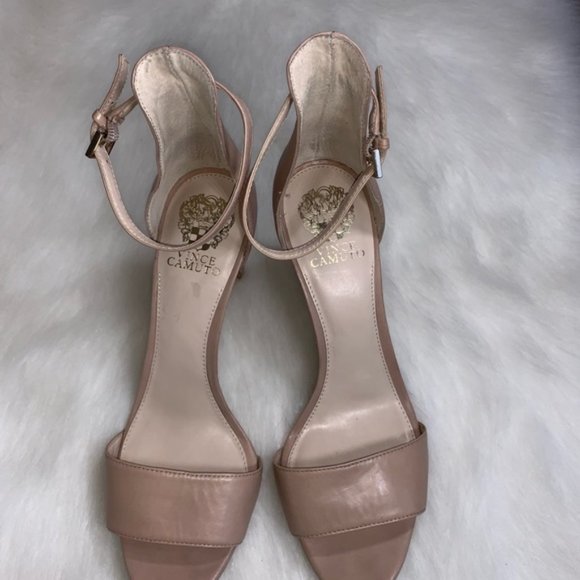 Vince Camuto Court Nude Strappy Leather Heels - Picture 7 of 8